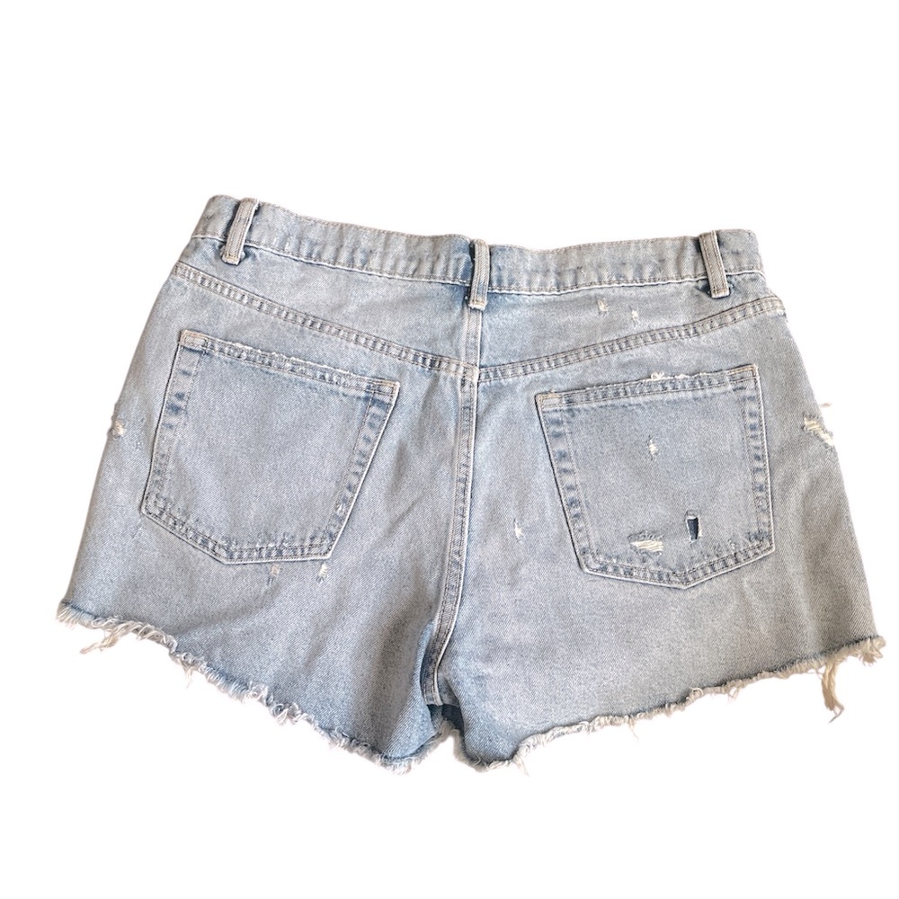 Zara Blue Jean Shorts Distressed Vintage Style - Picture 3 of 3